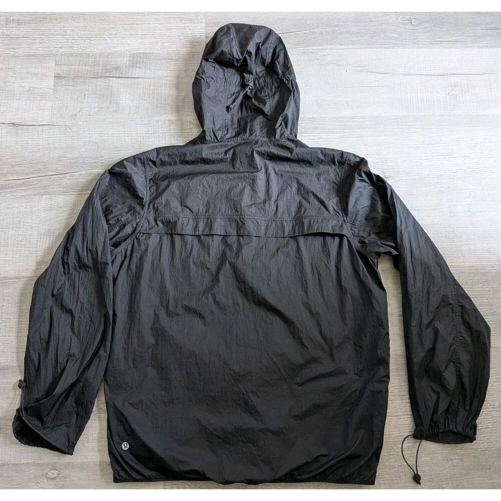 Lululemon Women's Step Out Anorak Half Zip Nylon Windbreaker Jacket Sz L Black